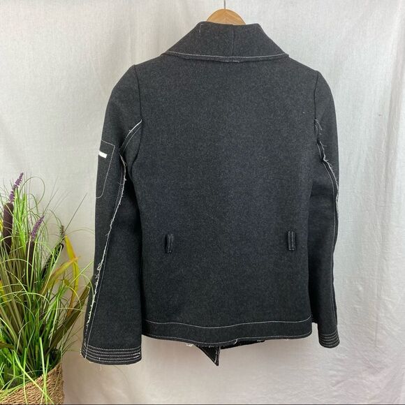 Poleci Gray Raw Edge Seam Long Sleeve Jacket 2 - Picture 3 of 12